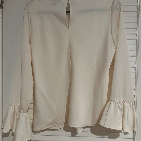 J.Crew Winter Garden Top – Ivory/ Off-White – Size M – Ruffle Sleeve - Picture 2 of 4